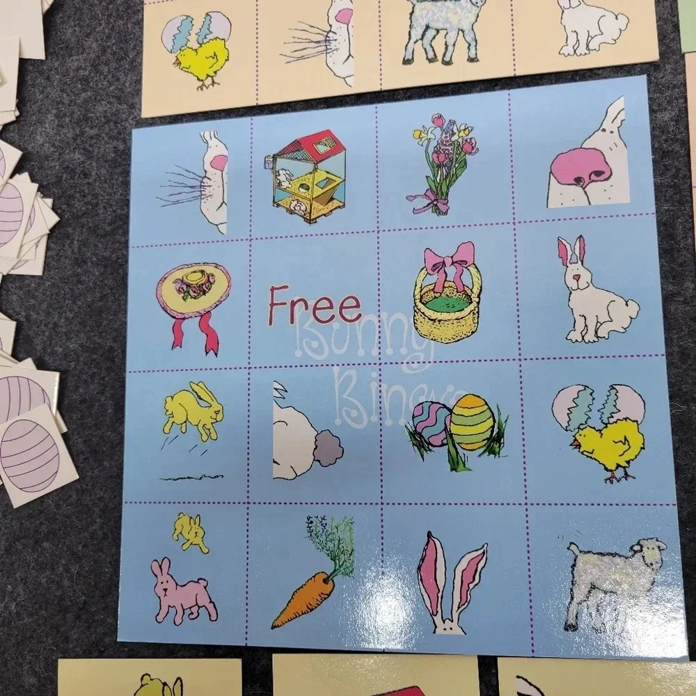 Cute Vintage Easter Bingo Game Kids Fun Play Time